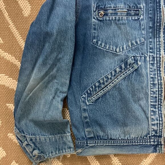 Vtg Rare Distressed & Faded Lightweight OshKosh B’Gosh Denim Workwear Jacket 44R - Picture 7 of 17
